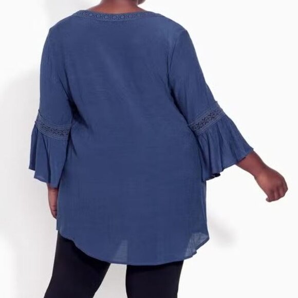 Avenue Blue Pleat Lace V-Neck Tunic Size 18 EUC - Picture 5 of 10